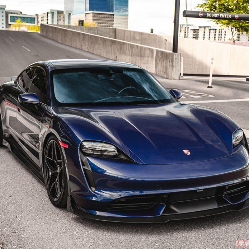 Taycan Turbo carbon fiber front lip aerodynamic detail